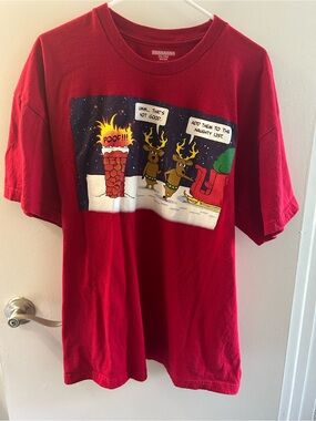 Red Graphic Holiday Reindeer Tee